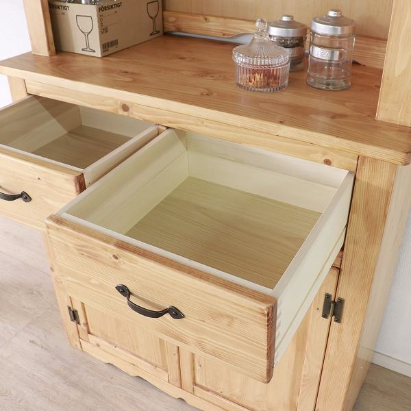 カップボード 約幅90cm LBR ライトブラウン 組立品 食器棚 カップボード 約幅90cm LBR ライトブラウン 組立品 食器棚