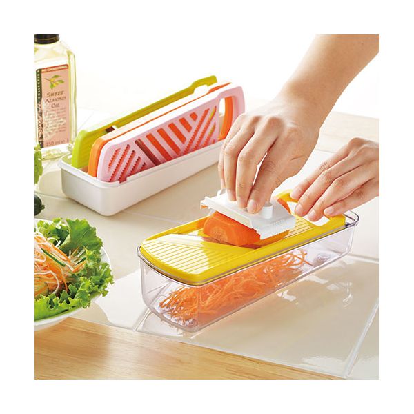 〔6点×5セット〕 ベジスラ ヨコ置き調理器(千切り・ツマ切り・スライス・おろし・安全ホルダー・収納ケース) YVS-203X5 【北海道・沖縄・離島配送不可】_1