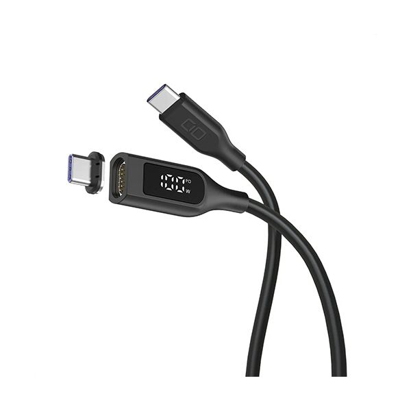 （まとめ） CIO ディスプレイ表示付きマグネットシリコンケーブル CtoC 100W 2m ブラック CIO-SLMG-SC-CC2-BK1本 〔×2セット〕 【北海道・沖縄・離島配送不可】