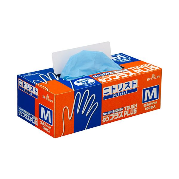 （まとめ）ショーワグローブ No.886ニトリスト・タフプラス パウダーフリー M ブルー NO.886-M 1箱(100枚)〔×5セット〕 【北海道・沖縄・離島配送不可】の通販は