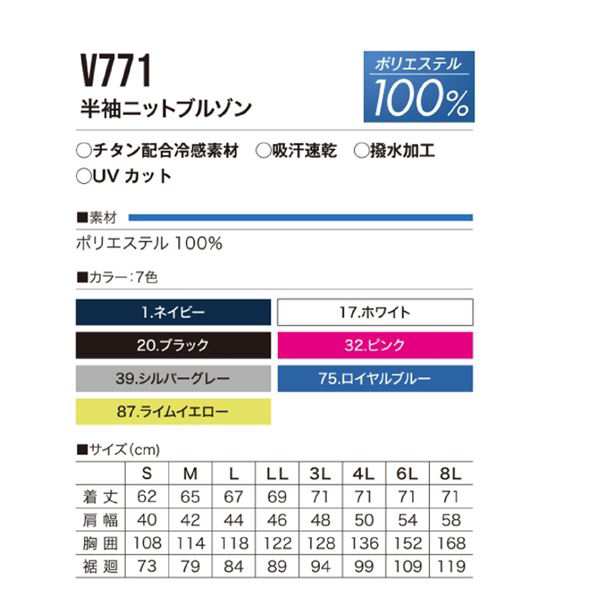 村上被服 HOOH 半袖ニットブルゾン V771 ネイビー サイズ：M 服単品 〔バッテリー・ファン・ケーブル別売〕の通販はau PAY マーケット  - フジックス | au PAY マーケット－通販サイト