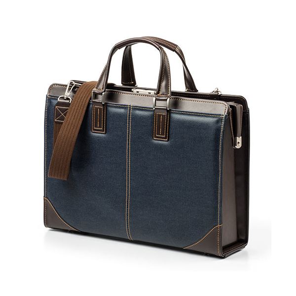 サンワダイレクト ダレスバッグビジネスバッグ (日本製・2WAY・デニム使用・13.3型対応・鍵付・ネイビー) 200-BAG145NV1個 【北海道・沖縄・離島配送不可】