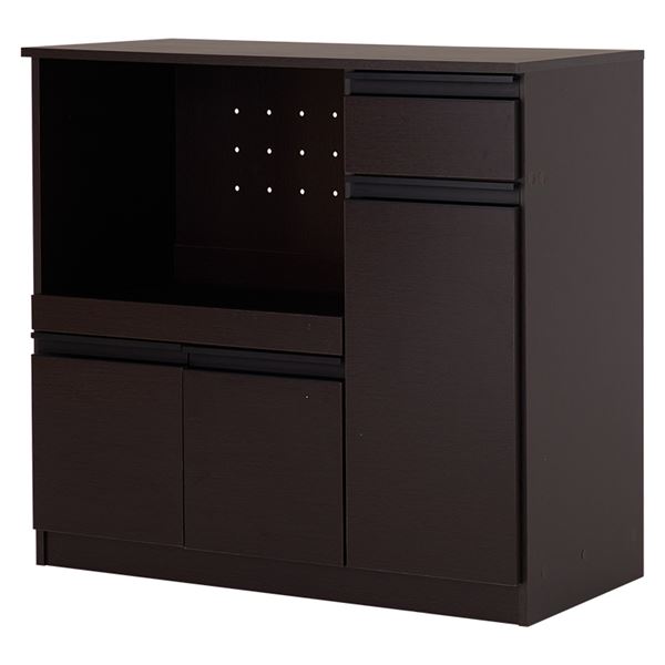 キッチンカウンター 約幅89×奥行40×高さ82cm ダークブラウン 2口コンセント付き キッチン収納 組立品 キッチン 台所の通販は