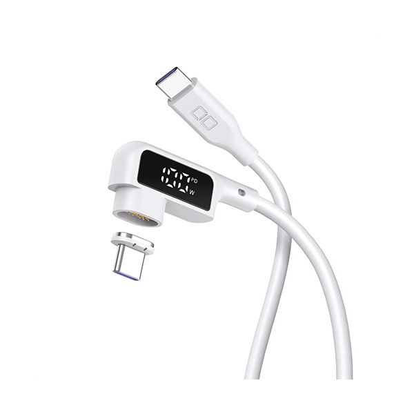 （まとめ） CIO ディスプレイ表示付きL字型マグネットシリコンケーブル CtoC 100W 2m ホワイト CIO-SLLMG-SC-CC2-WH1本 〔×2セット〕 【北海道・沖縄・離島配送不可】