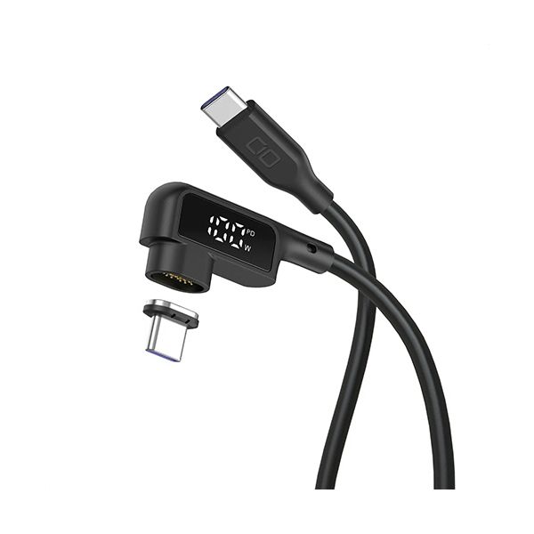 （まとめ） CIO ディスプレイ表示付きL字型マグネットシリコンケーブル CtoC 100W 2m ブラック CIO-SLLMG-SC-CC2-BK1本 〔×2セット〕 【北海道・沖縄・離島配送不可】