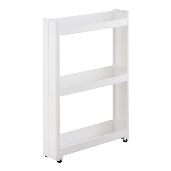 〔3個セット〕 キッチンワゴン(キッチン収納/隙間収納) スリム 〔3段〕 幅12.5cm×奥行55cm×高さ76.2cm キャスター付き ホワイト(白)の通販は