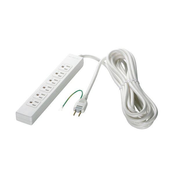 （まとめ） バッファロー3ピン式電源タップ 6個口タイプ マグネット付 ホワイト 2m BSTAPMG3620WH 1個 〔×3セット〕 【北海道・沖縄・離島配送不可】
