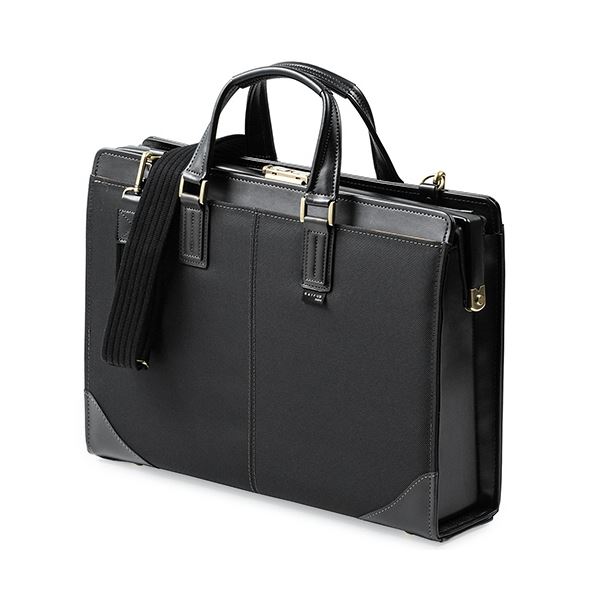 サンワダイレクト 日本製ビジネスバッグ(肩掛け・ショルダー対応・鎧布生地・ダレスバッグ・ブラック) 200-BAG164BK 1個 【北海道・沖縄・離島配送不可】