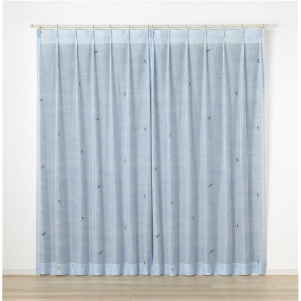 デザインライフ レースカーテン ジェシカボイル 約幅100×丈133cm ブルー V1350 1枚入 【北海道・沖縄・離島配送不可】