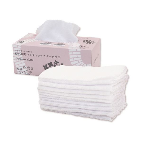 (まとめ）伊藤忠リーテイルリンク使い切りマイクロファイバークロス 18×18cm ホワイト 1パック（20枚）〔×10セット〕 【北海道・沖縄・離島配送不可】_5
