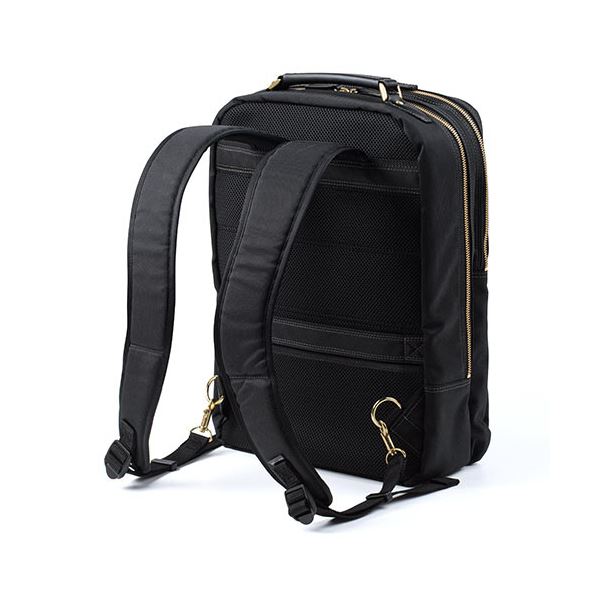 サンワダイレクト ビジネスリュック(メンズ・自立・日本製・鎧布生地・ダブルルーム・18L・ブラック) 200-BAG166BK 1個 【北海道・沖縄・離島配送不可】_1