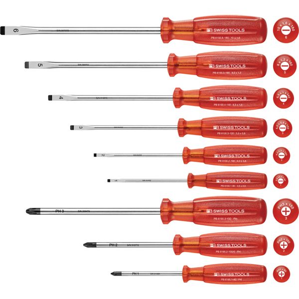 PB SWISS TOOLS ピービースイスツールズ 9本組 マルチクラフトハンドル マイナス・プラスドライバーセット 1465 【北海道・沖縄・離島配送不可】