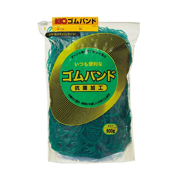 (まとめ）アイジーオー ゴムバンド #16 緑500g #16-TG-M 1袋〔×5セット〕 【北海道・沖縄・離島配送不可】の通販は 7,168円