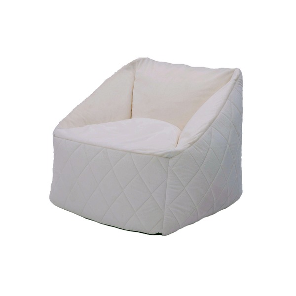 ゆったりと座れる肘があるビーズソファ ホワイト 【北海道・沖縄・離島配送不可】