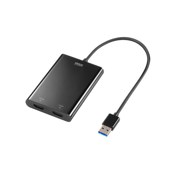サンワサプライ USB-HDMIディスプレイアダプタ 4K×2画面出力 ブラック USB-CVU3HD6 【北海道・沖縄・離島配送不可】