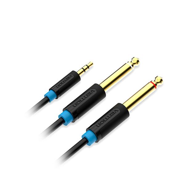 〔5本セット〕 VENTION 3.5mm Male to 2*6.5mm Male オーディオケーブル 5m ブラック BA-5459X5 【北海道・沖縄・離島配送不可】