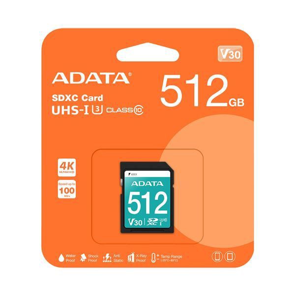 ADATASDXC メモリーカード 512GB Class10 V30 ASDX512GUI3V30S-R 1枚