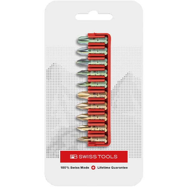 PB SWISS TOOLS ピービースイスツールズ 10本組 ショートタイプ プラス・ボジドライブビットセット ビットホルダー付 パッケージタイプ C6.706CN 【北海道・沖縄・離島配送不可】