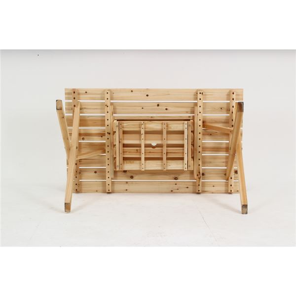 BBQテーブル＆ベンチセット コンロスペース付 NA ナチュラル 組立式