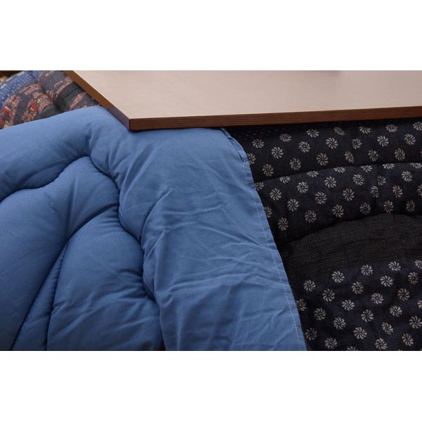 国内プリント こたつ厚掛け布団単品 『万葉』 ブルー 205×245cm