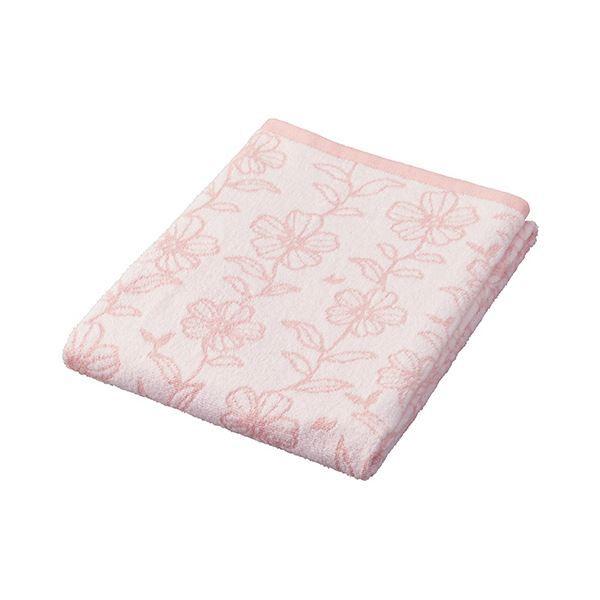 （まとめ） 林無撚糸グレースフラワー バスタオル ピンク BL412302 1枚 〔×5セット〕の通販は 6,641円