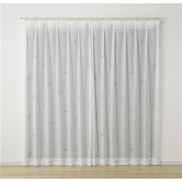 デザインライフ レースカーテン ミチクサボイル 約幅100×丈176cm イエロー V1362 1枚入 【北海道・沖縄・離島配送不可】