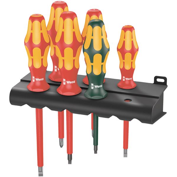WERA ヴェラ 6本組 Kraftform VDEハンドル 絶縁 ドライバーセット ラック付 347777 工具 作業工具 道具 ツール DIY 【北海道・沖縄・離島配送不可】