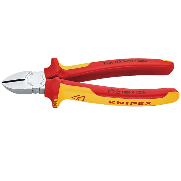 KNIPEX クニペックス 1000V絶縁斜ニッパー 全長180mm 7006-180 【北海道・沖縄・離島配送不可】