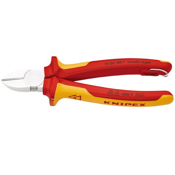 KNIPEX クニペックス T1000V絶縁斜ニッパー 落下防止 全長180mm 7006-180T 【北海道・沖縄・離島配送不可】