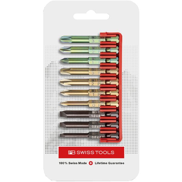 PB SWISS TOOLS ピービースイスツールズ 10本組 段付きビットセット ビットホルダー付 パッケージ仕様 E6.701CN 【北海道・沖縄・離島配送不可】