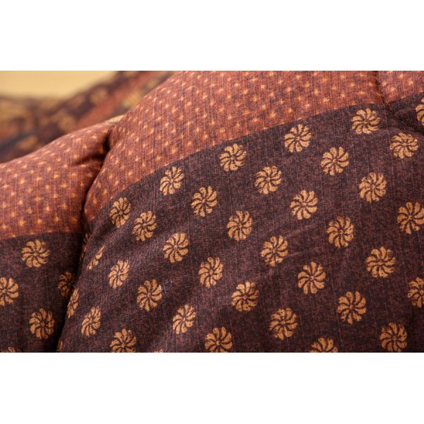 国内プリント こたつ厚掛け敷布団セット 『万葉』 ブラウン 205×315cm