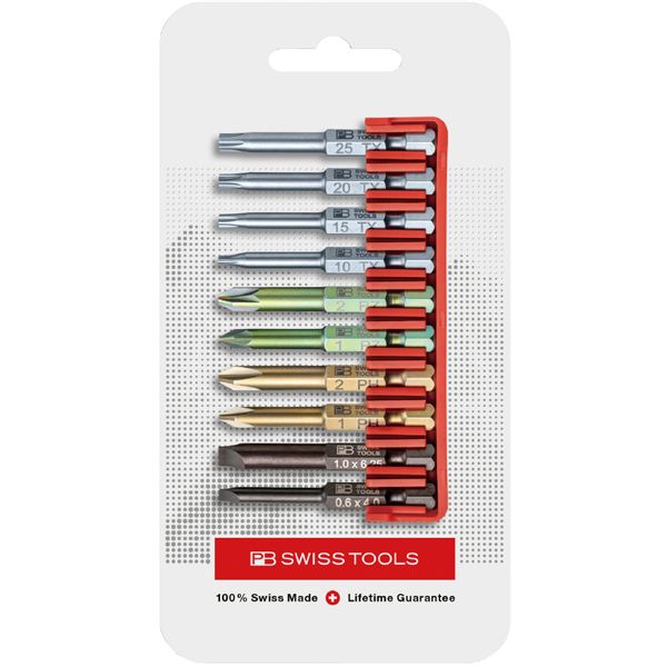 PB SWISS TOOLS ピービースイスツールズ 10本組 段付きビットセット ビットホルダー付 パッケージ仕様 E6.702CN 【北海道・沖縄・離島配送不可】