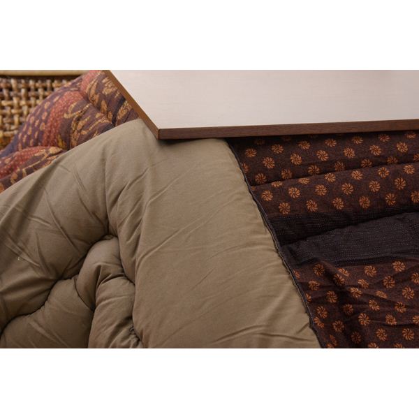 国内プリント こたつ厚掛け布団単品 『万葉』 ブラウン 205×315cm