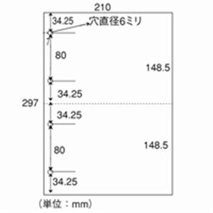 日本紙通商 カット紙 A4-2-4 2分割4穴 A4 500枚×5冊 【北海道・沖縄