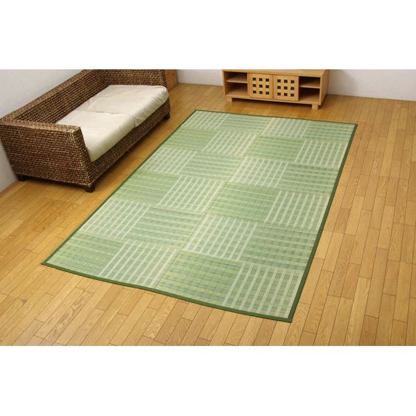 い草花ござ カーペット 『dkピース』 グリーン 江戸間3畳（約174×261cm）の通販は