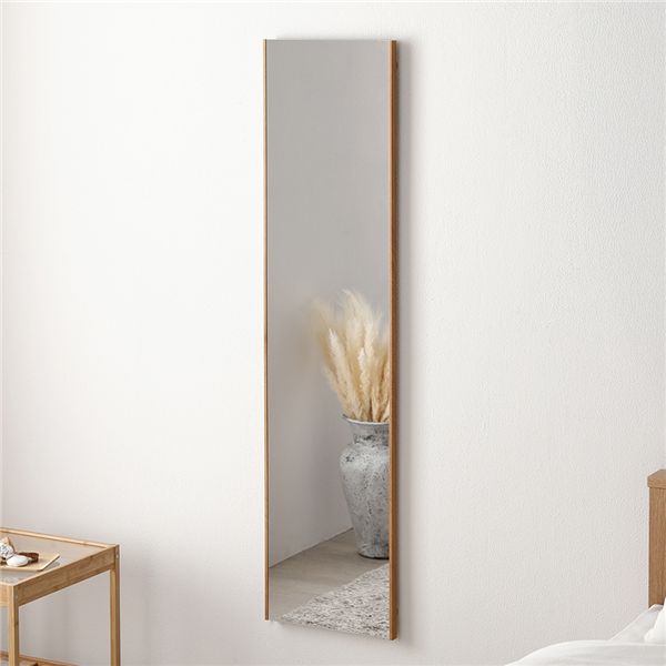 割れない ミラー フィルムミラー 約30×120cm ナチュラル 木目調 超軽量 壁掛け 立て掛け マグネット 3WAY 姿見鏡 完成品 【北海道・沖縄・離島配送不可】
