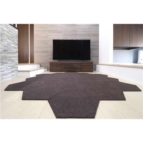 ラグタスタイルラグ タイルラグ ヘキサゴン DBR ダークブラウン 〔約50×43cm／10枚セット〕の通販は 12,330円