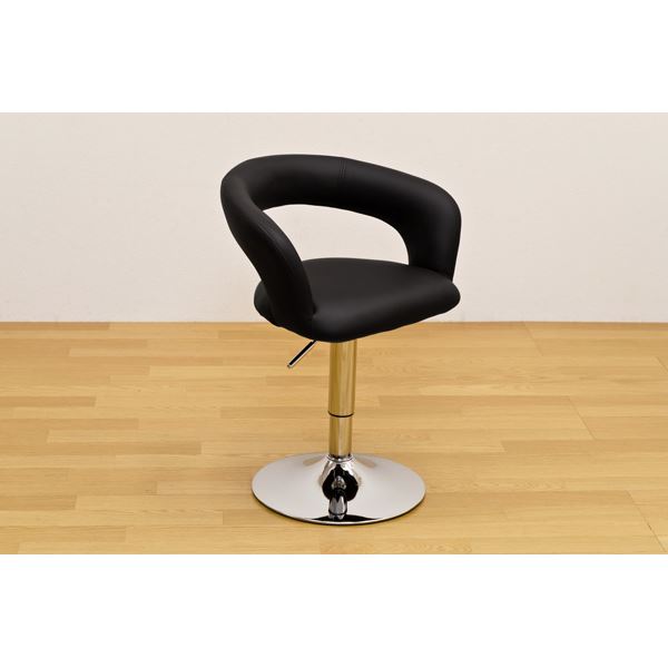 昇降式ダイニングバーチェア(カウンターチェア) ブラック(黒) 座面張り材：合成皮革/合皮 座面360度回転 『Tobby』〔代引不可〕