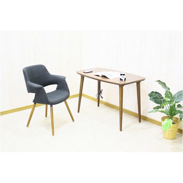 〔単品〕 オーガニックチェア(リビングチェア/カフェチェア) ファブリック地/木製フレーム 肘付き 北欧風 ブラック(黒) 【北海道・沖縄・離島配送不可】