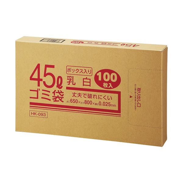(まとめ) クラフトマン 業務用乳白半透明 メタロセン配合厚手ゴミ袋 45L BOXタイプ HK-093 1箱(100枚) 〔×5セット〕 【北海道・沖縄・離島配送不可】