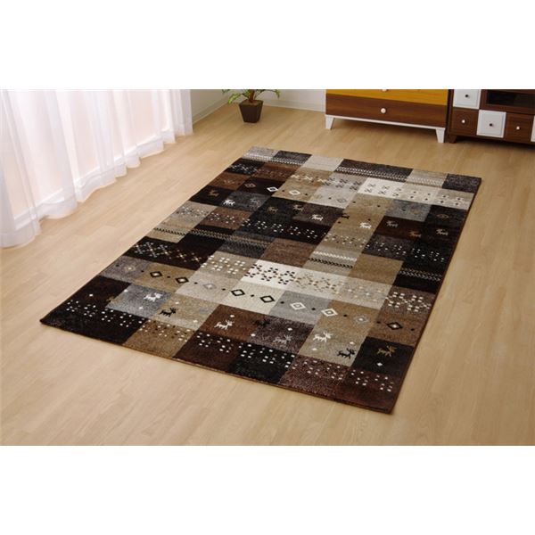 トルコ製 輸入ラグ ウィルトン織りカーペット ギャベ柄 『フォリア』 ベージュ 約200×250cmの通販は