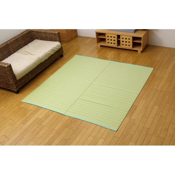 洗える PPカーペット/ラグマット 〔グリーン 江戸間6畳 約261cm×352cm〕 日本製 防ダニ 防カビ 『バルカン』の通販は