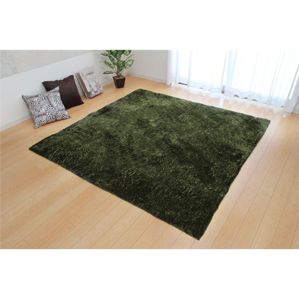 ラグ カーペット 1畳 無地 シャギー調 選べる7色 『ラルジュ』 グリーン 約90×185cm(ホットカーペット対応)の通販は 5,725円