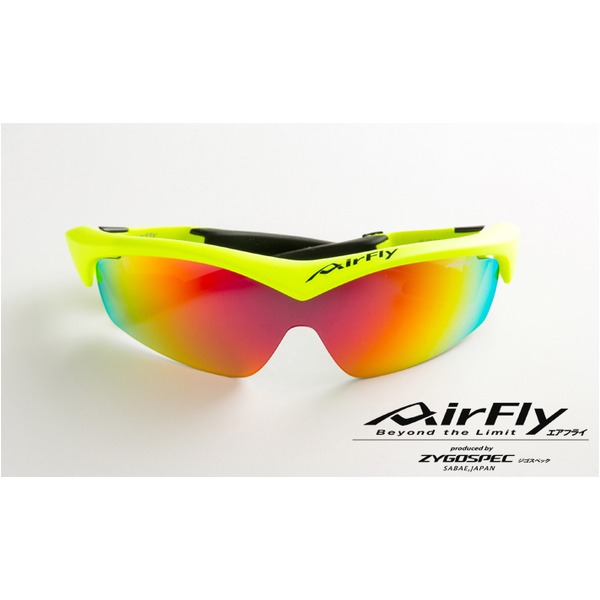 【新品】AirFly（エアフライ）ノーズパッドレススポーツサングラス ユニセックス マットネオンイエロー AF-201 C2〔代引不可〕 AirFly（エアフライ）ノーズパッドレススポーツサングラス ユニ