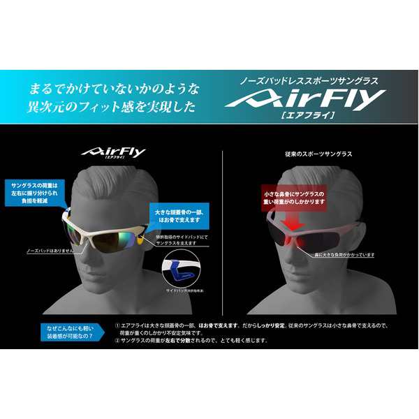 AirFly（エアフライ）ノーズパッドレススポーツサングラス ユニ