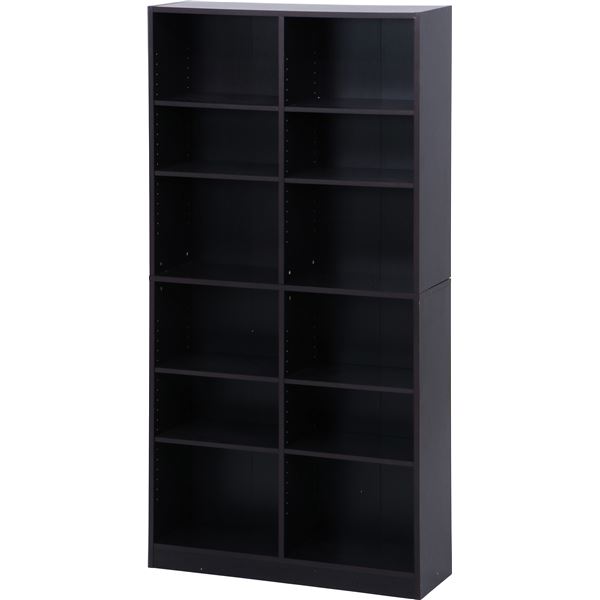 多目的 収納棚/本棚 6段×2列 〔ブラウン〕 幅90cm×奥行29cm 〔オフィス 書斎 子供部屋〕 【北海道・沖縄・離島配送不可】