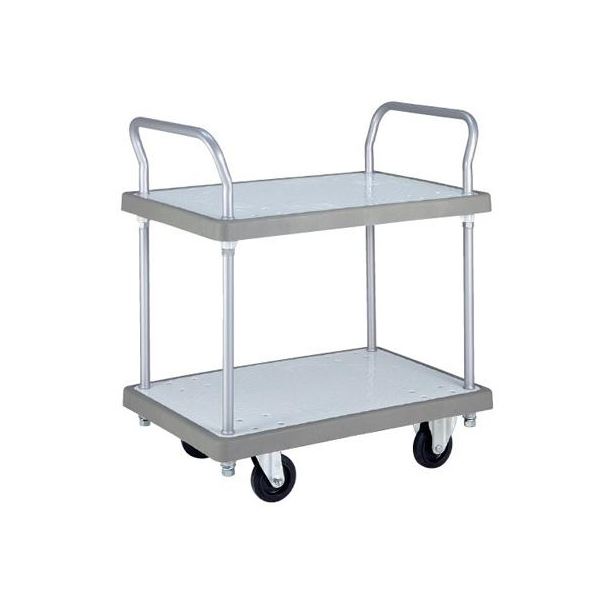 バンパーキャリー/台車 〔小 2段式両袖 4インチ エラストマー車〕 自在×2 固定×2 ストーンホワイト 静音キャスター仕様の通販は