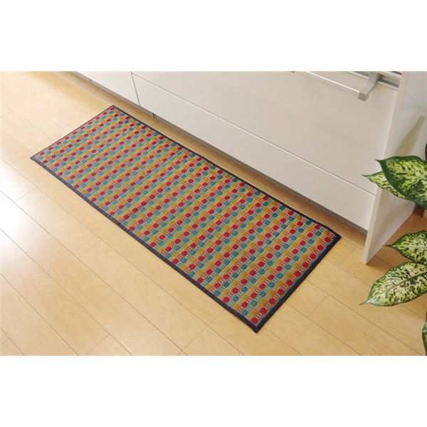 キッチンマット 270 い草ドット柄 マルチ 『ドロップ』 約60×270cm （裏面：滑りにくい加工）の通販は 8,378円