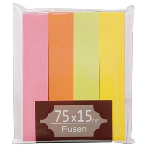 （まとめ） TANOSEE ふせん 75×15粍 ブライトアソート 1風呂敷き包み（4冊） 〔×20仕かける〕 【北海道・沖縄・離島送りとどける不可】