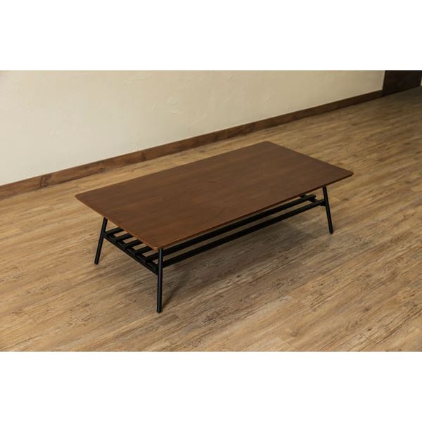 予約購入 棚付き折れ脚テーブル Luster 120 ウォールナット（WAL） 代